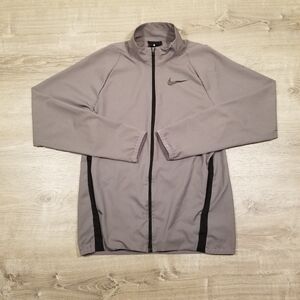 Nike Dri Fit Woven Golf Jacket Mens Small Gray Lightweight Full Zip Training